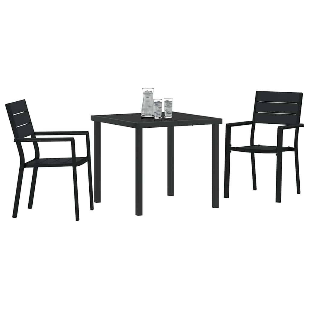 vidaXL Garten Essgruppe 3 pcs Schwarz Pulverbeschichteter Stahl