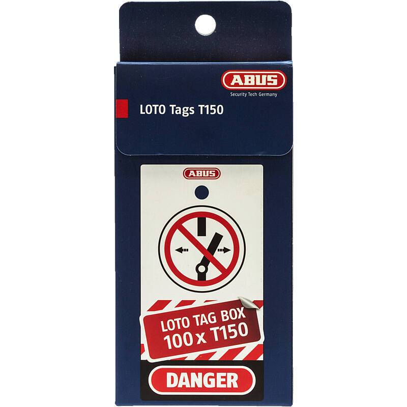 ABUS T150 LOTO Warnanhänger, groß, 100 Stück, Aufkleber, Zubehörartikel - Modell: Lockout/Tagout | Einsatzbereich: Inne