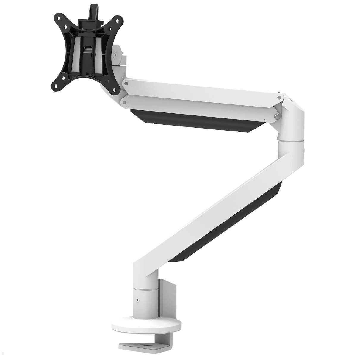 Ergotron-Monitorarm mit verstellbaren Gelenken, geeignet zur Montage von Bildschirmen auf Schreibtischen für flexible Positionierung und ergonomisches Sehen.