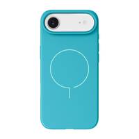 Ein Smartphone-Case mit einem Regenbogenverlauf-Design, das auf der Rückseite ein großes schwarzes Kreismuster und ein vertikales Linienmuster aufweist.