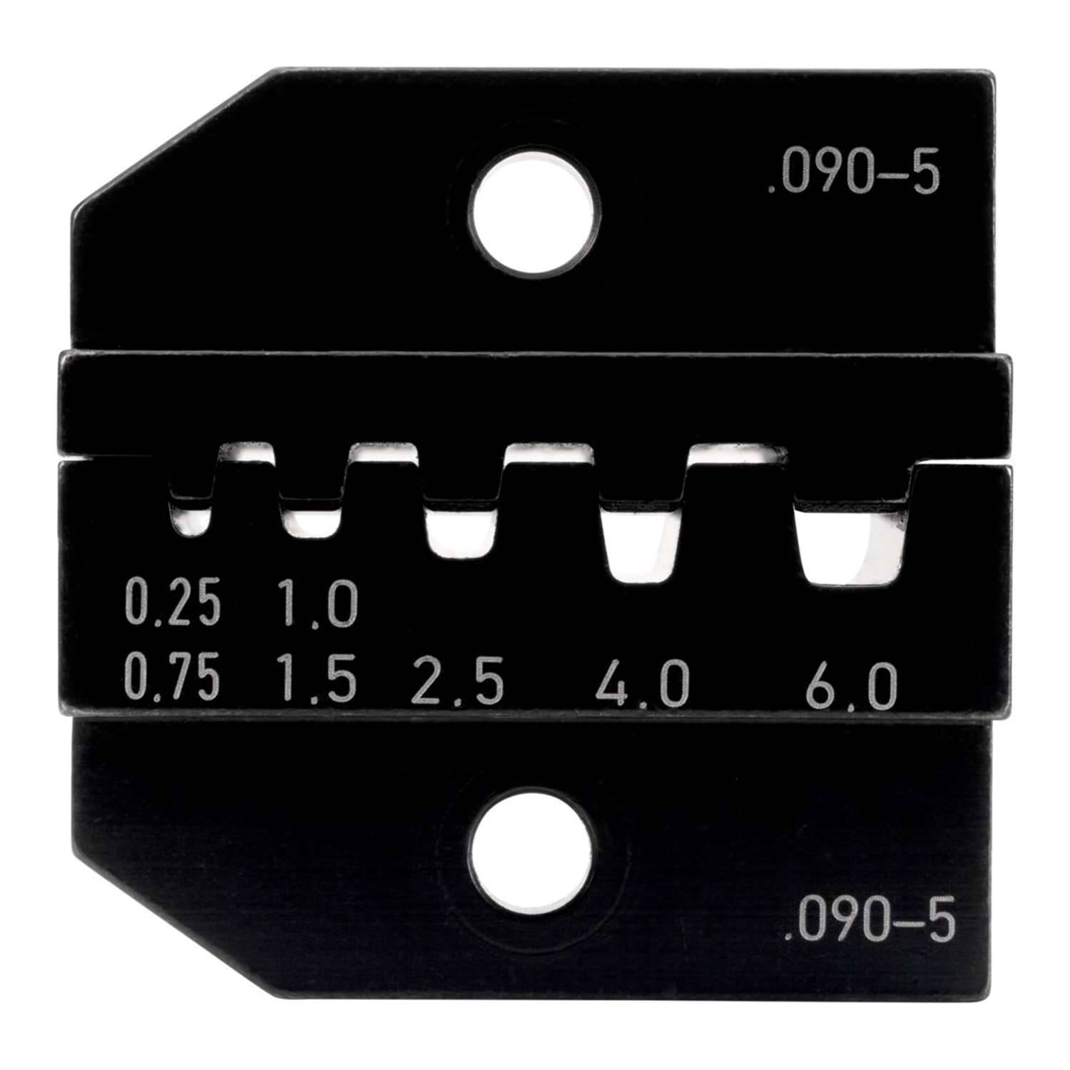 Ein Metallmeßstab mit gestuftem Design, das Messungen von 0,25 bis 6,0 anzeigt, der zur Messung der Materialdicke oder des Spiels verwendet wird.