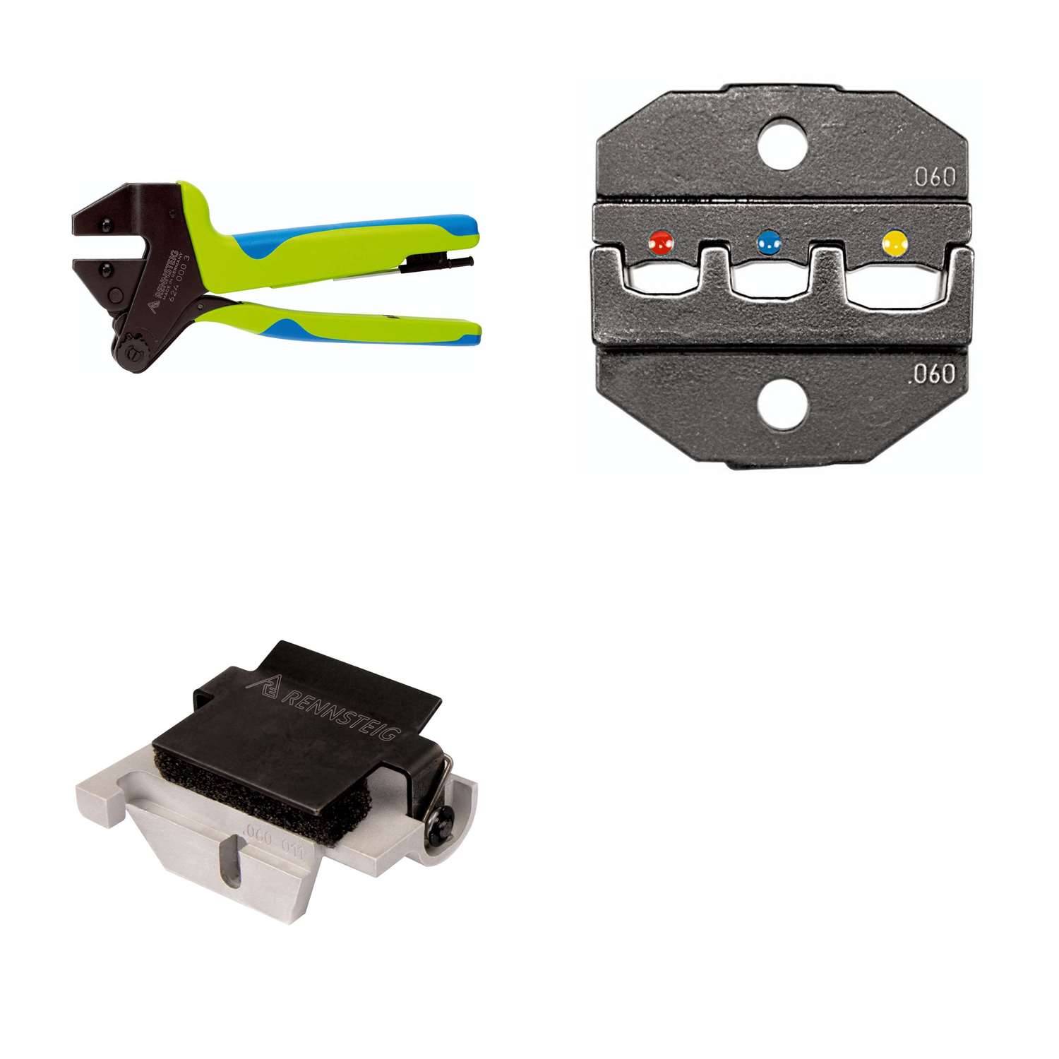 624 060 3 0 K2 Rennsteig Werkzeuge GmbH Crimpzange PEW12 für isolierte Verbinder und Kabelschuhe inkl. Crimpeinsätze