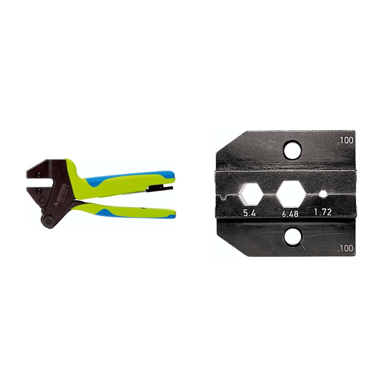 624 100 3 0 K1 Rennsteig Werkzeuge GmbH Crimpzange PEW12 für Koax-Kabel RG 58/59, RG 62/71 inkl. Crimpeinsätze - 1