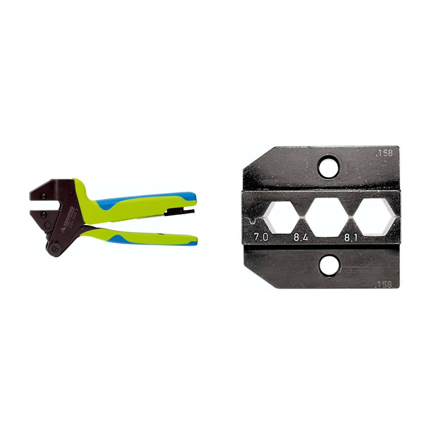 624 158 3 0 K1 Rennsteig Werkzeuge GmbH Crimpzange PEW12 für Koax-Kabel Belden inkl. Crimpeinsätze - 1 Stück