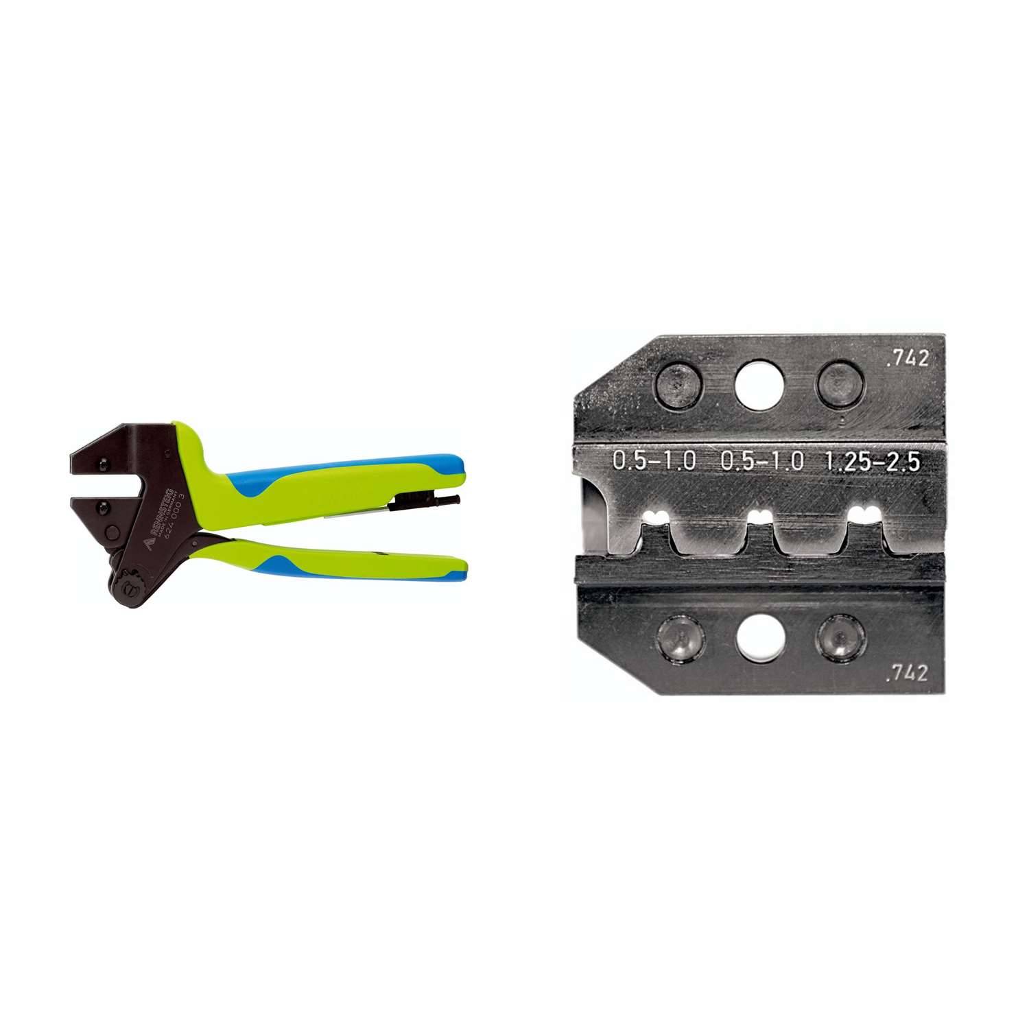 624 742 3 0 K1 Rennsteig Werkzeuge GmbH Crimpzange PEW12 für Flachstecker gerade und 90° seitlich nach rechts