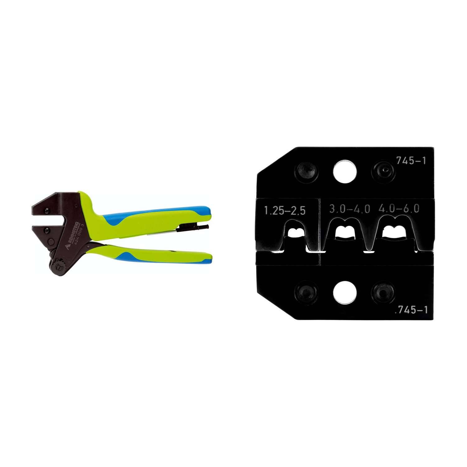 624 745-1 3 0 K1 Rennsteig Werkzeuge GmbH Crimpzange PEW12 für Flachstecker gerade und 90° seitlich nach links