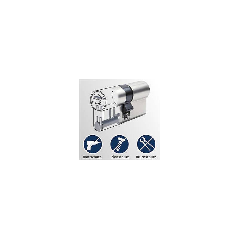 Zylinderschloss mit Symbolen unten, die „Bohrschutz