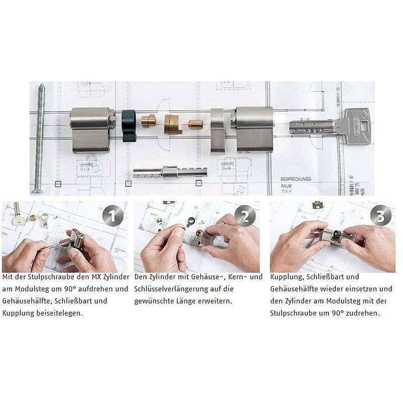 Abus Bravus 2000 MX Profilzylinder 30/35 - 5 Schl., Sicherheitslevel:HOCH | Bravus.2000 MX Profildoppelzylinder | Maße