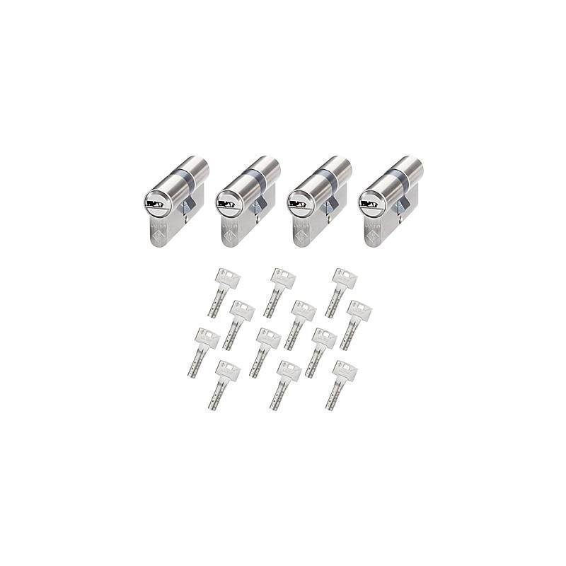 4er Abus Bravus 1000 Doppelzylinder 30/30 12 Schl., Sicherheitslevel:MITTEL | Bravus.1000 Doppelzylinder-Set | Maße (Au