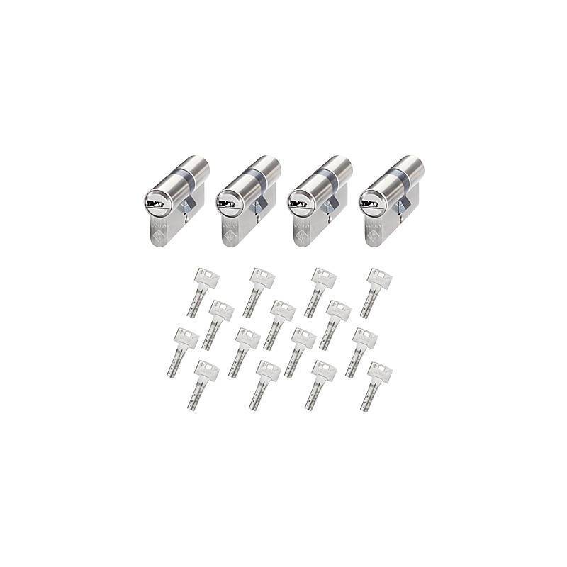 4er Abus Bravus 1000 Doppelzylinder 30/30 15 Schl., Sicherheitslevel:MITTEL | Bravus.1000 Doppelzylinder-Set | Maße (Au