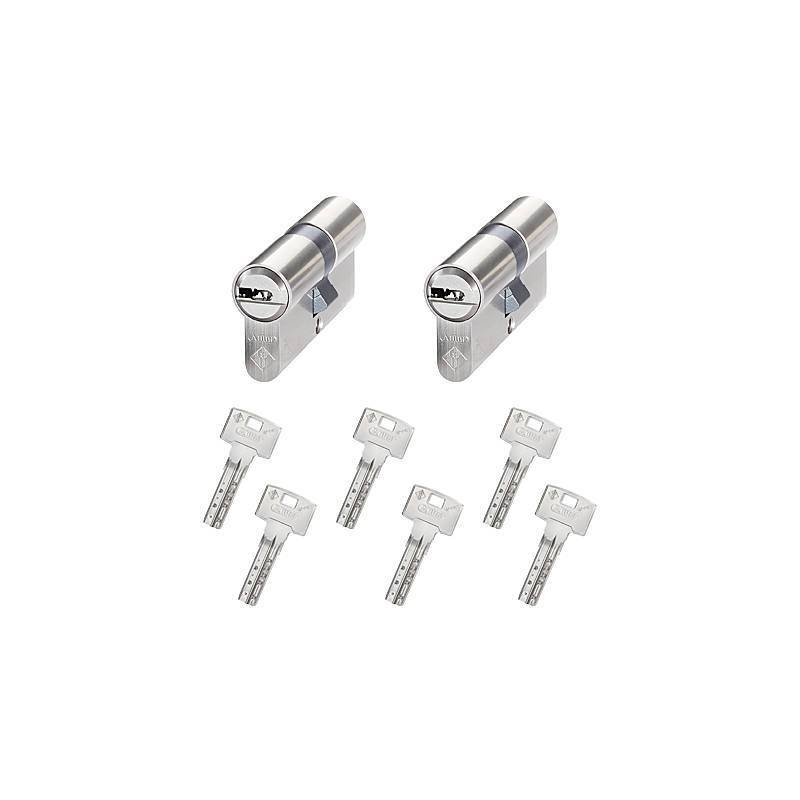 2er Abus Bravus 1000 Doppelzylinder 30/35 6 Schl., Sicherheitslevel:MITTEL | Bravus.1000 Doppelzylinder-Set | Maße (Auß