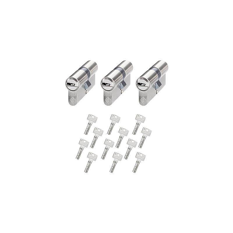 3er Abus Bravus 1000 Doppelzylinder 30/35 12 Schl., Sicherheitslevel:MITTEL | Bravus.1000 Doppelzylinder-Set | Maße (Au