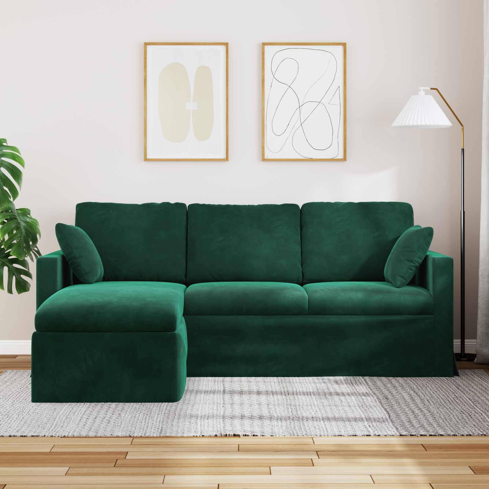 vidaXL Sofa Dunkelgrün 198 x 134 x 80 cm Samt
