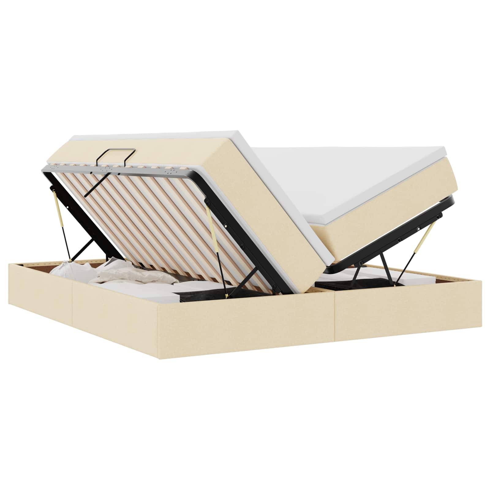 vidaXL Aufbewahrungsbett mit Matratze Creme 180 x 200 cm Polyester