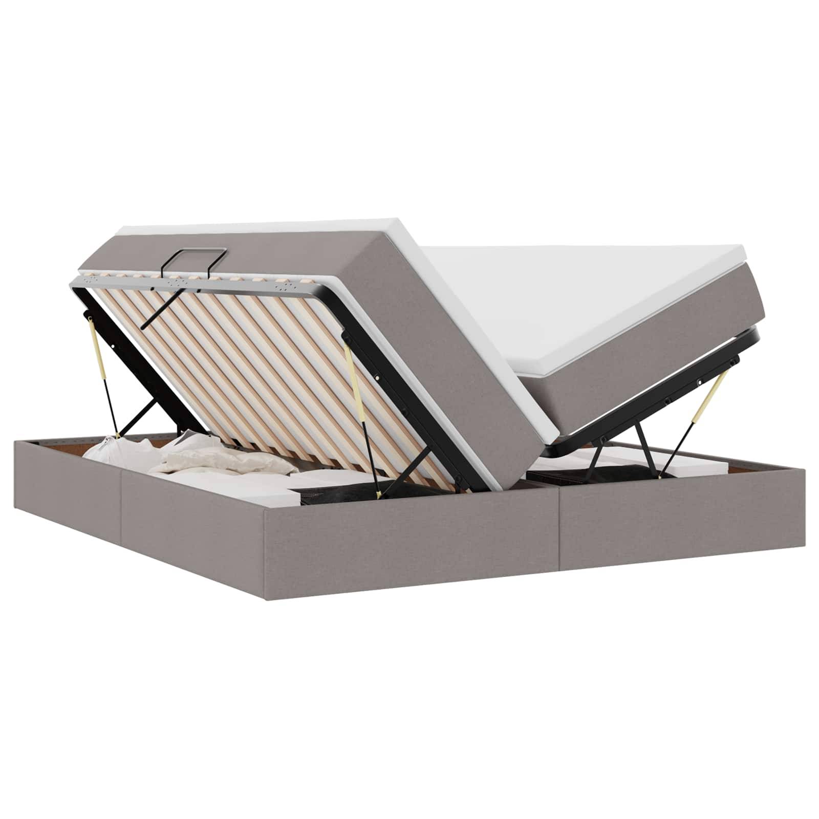 vidaXL Aufbewahrungsbett mit Matratze Taupe 200 x 200 cm Polyester