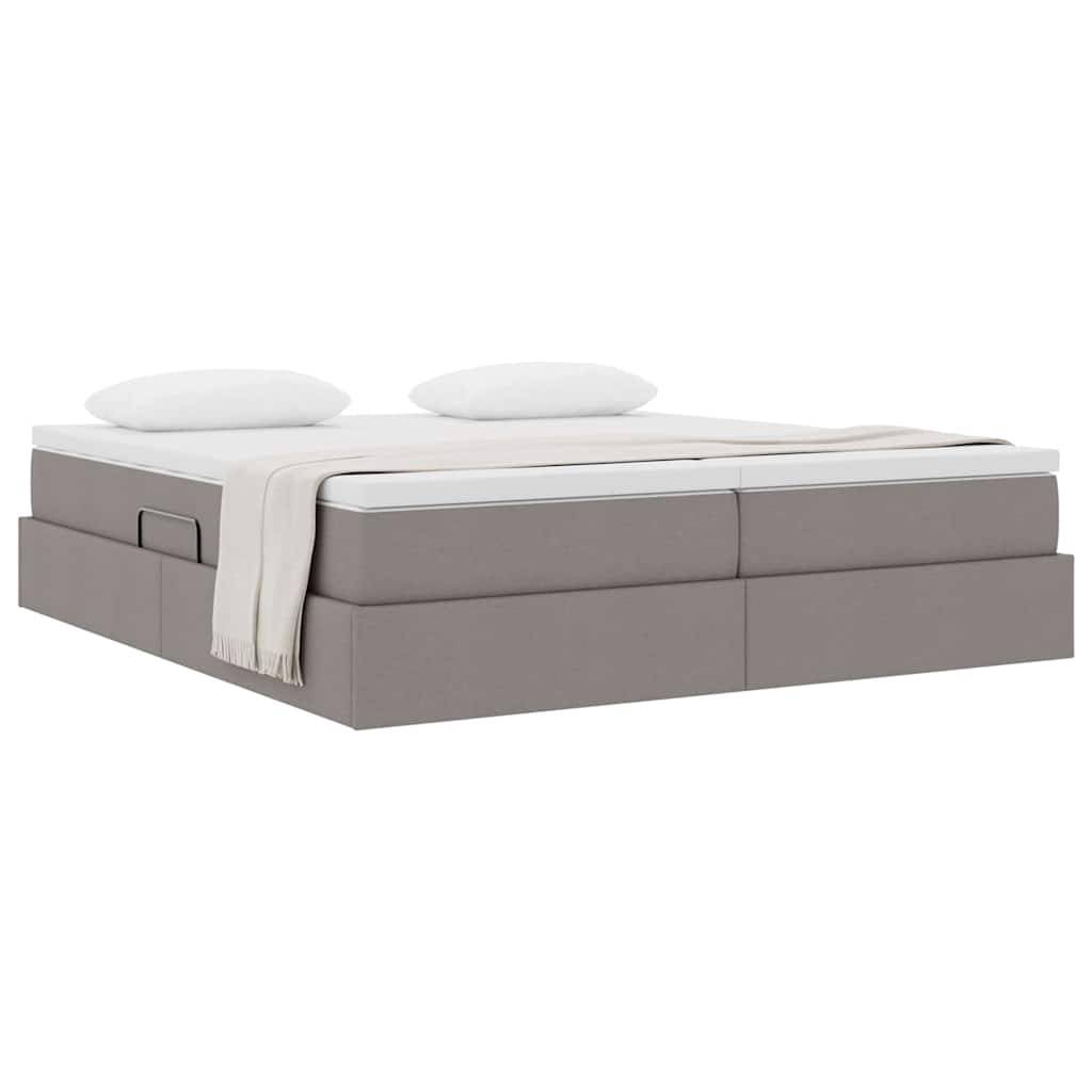 vidaXL Aufbewahrungsbett mit Matratze Taupe 200 x 200 cm Polyester