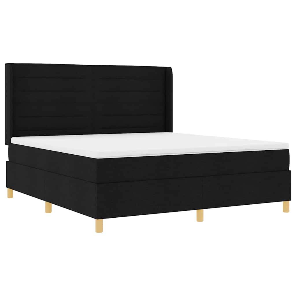 vidaXL Boxspringbett mit LED-Lichtleisten Schwarz 180 x 200 cm Stoff