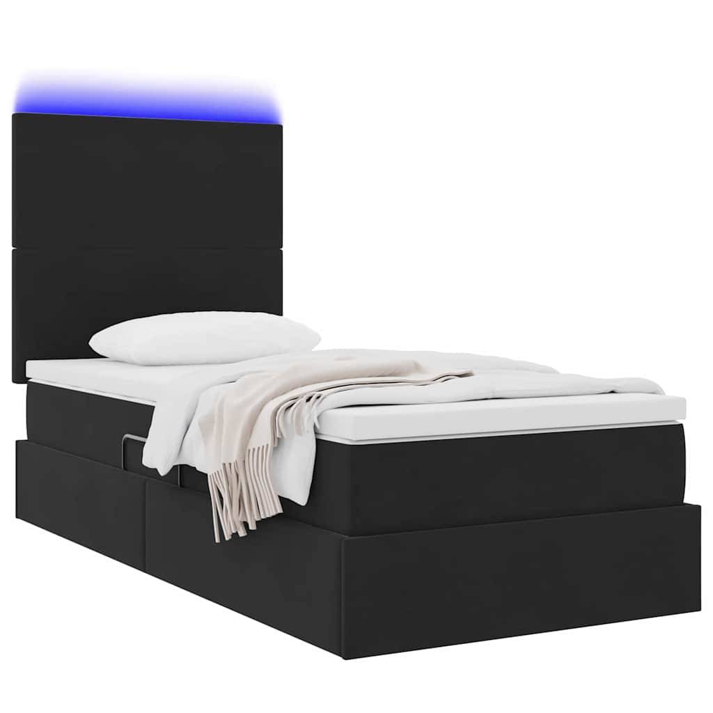 vidaXL Bett mit Stauraum und LED mit Matratze Schwarz 90 x 200 cm Samt
