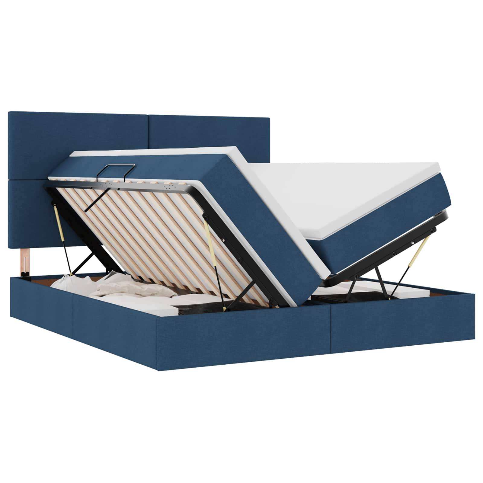 vidaXL Aufbewahrungsbett mit Kopfteil Blau 200 x 200 cm Stoff