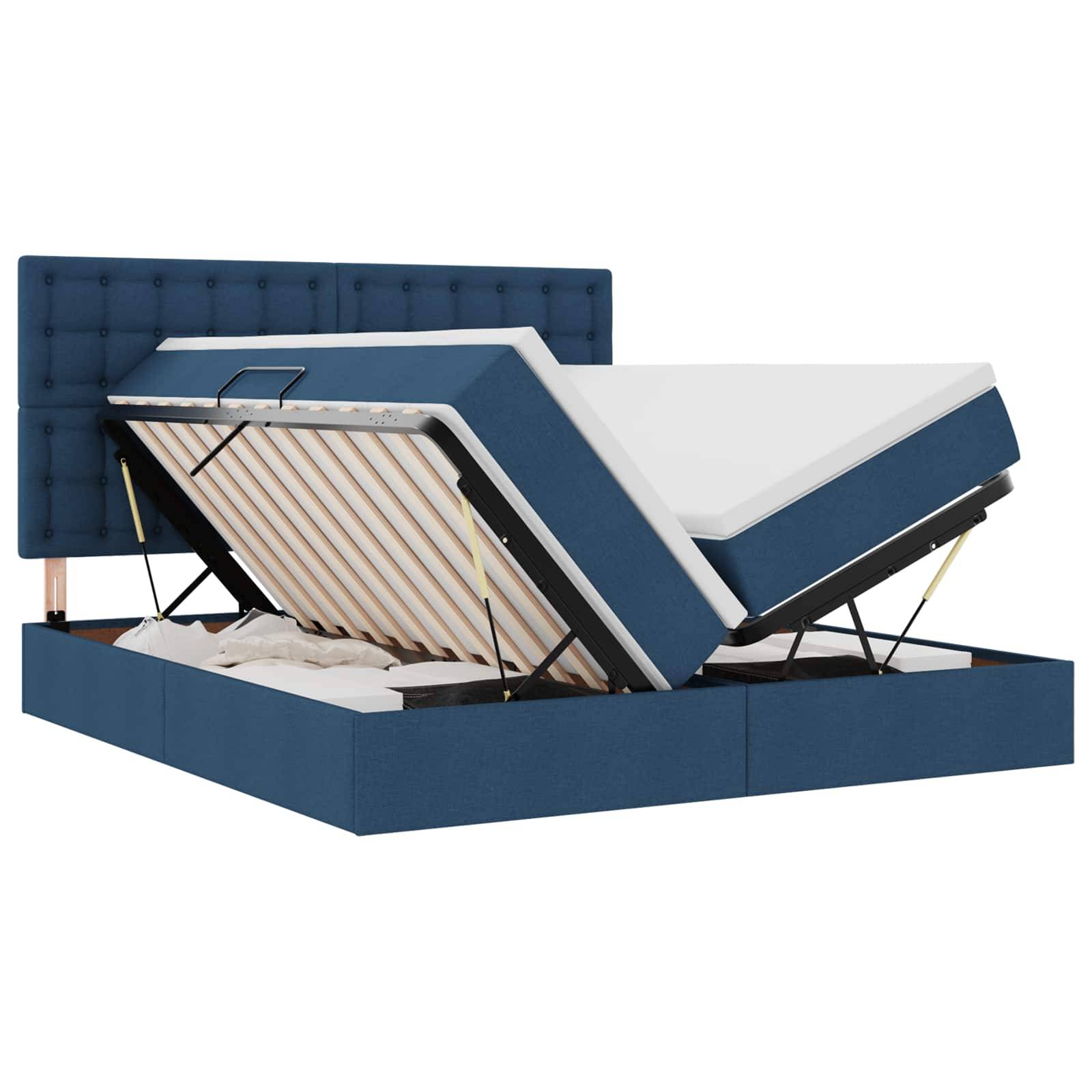 vidaXL Aufbewahrungsbett mit Kopfteil Blau 180 x 200 cm Stoff