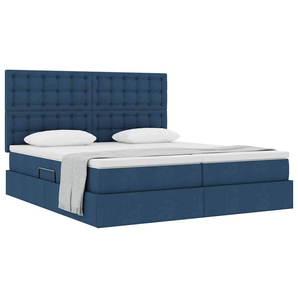 vidaXL Aufbewahrungsbett mit Kopfteil Blau 180 x 200 cm Stoff