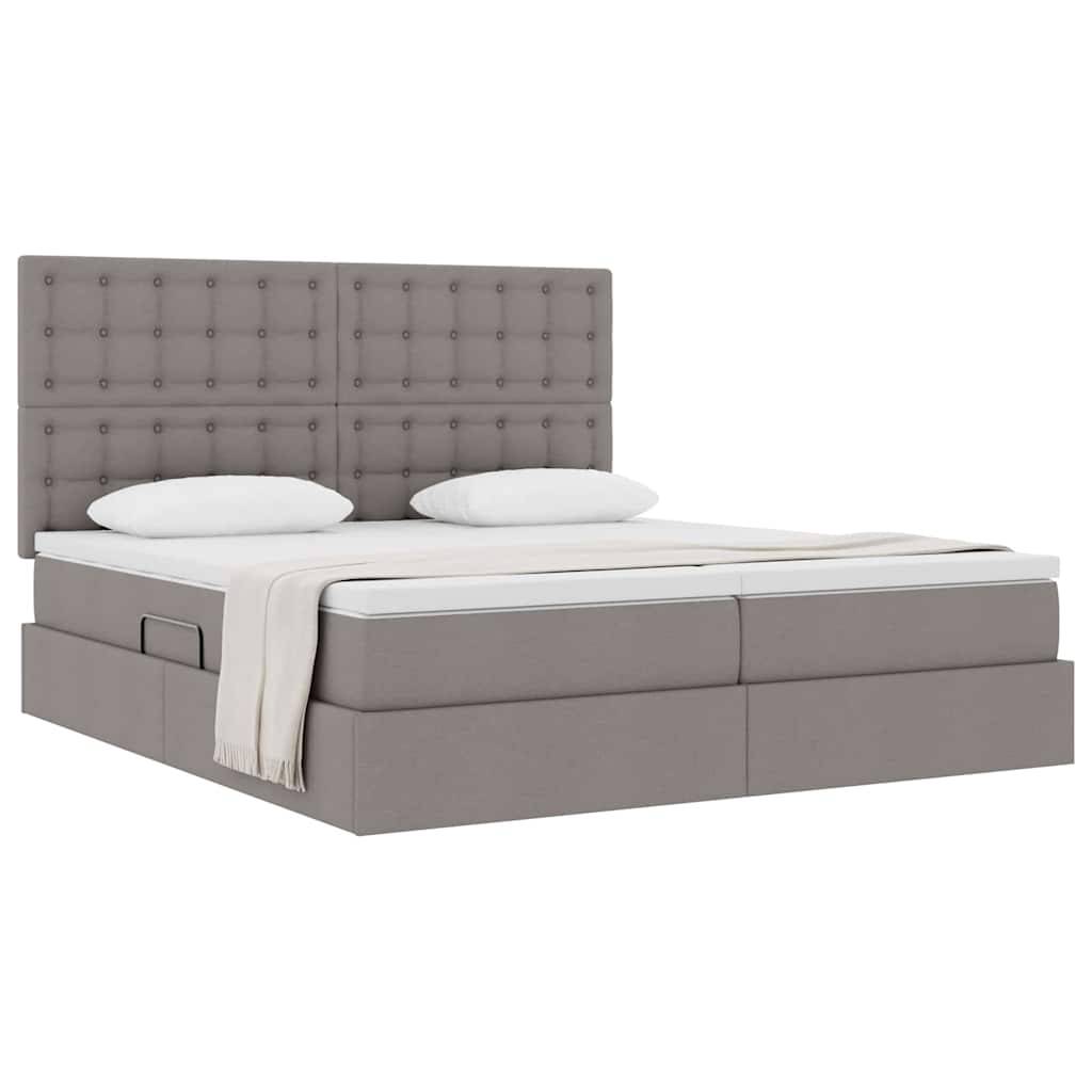 vidaXL Aufbewahrungsbett mit Kopfteil Taupe 200 x 200 cm Stoff