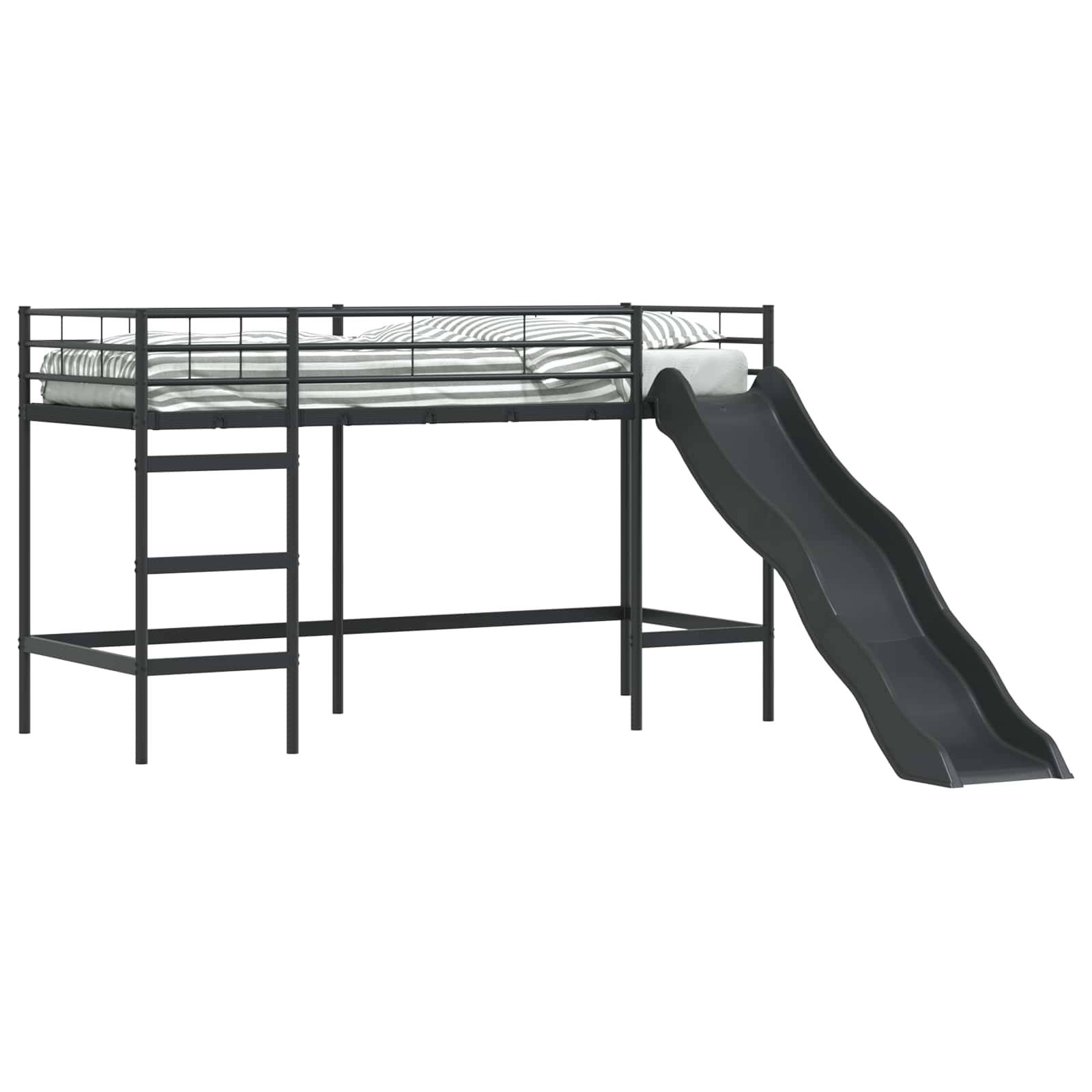 vidaXL Kinder-Loftbett mit Rutsche Schwarz und Anthrazit 100 x 190 cm