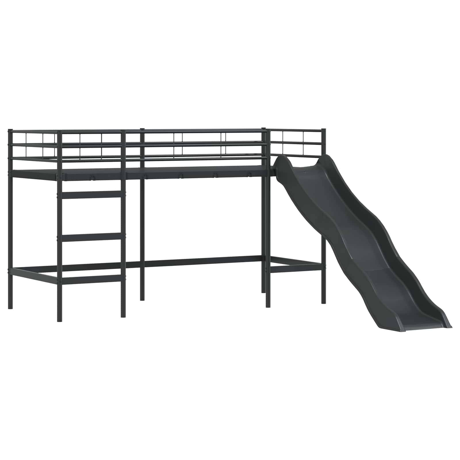 vidaXL Kinder-Loftbett mit Rutsche Schwarz und Anthrazit 100 x 190 cm