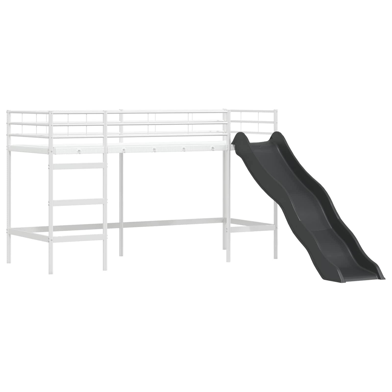 vidaXL Kinder-Loftbett mit Rutsche Weiß und Anthrazit 100 x 190 cm