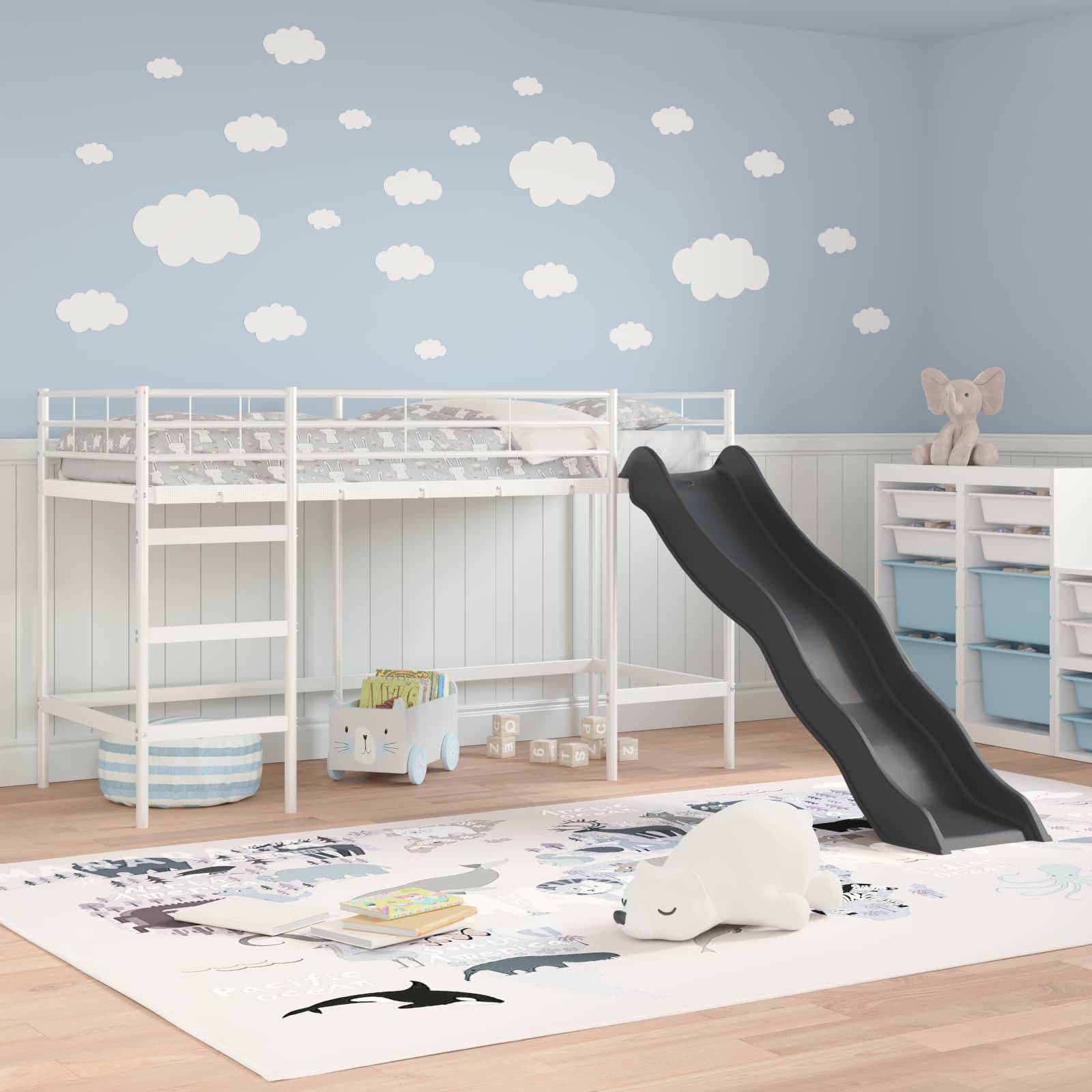 vidaXL Kinder-Loftbett mit Rutsche Weiß und Anthrazit 100 x 190 cm