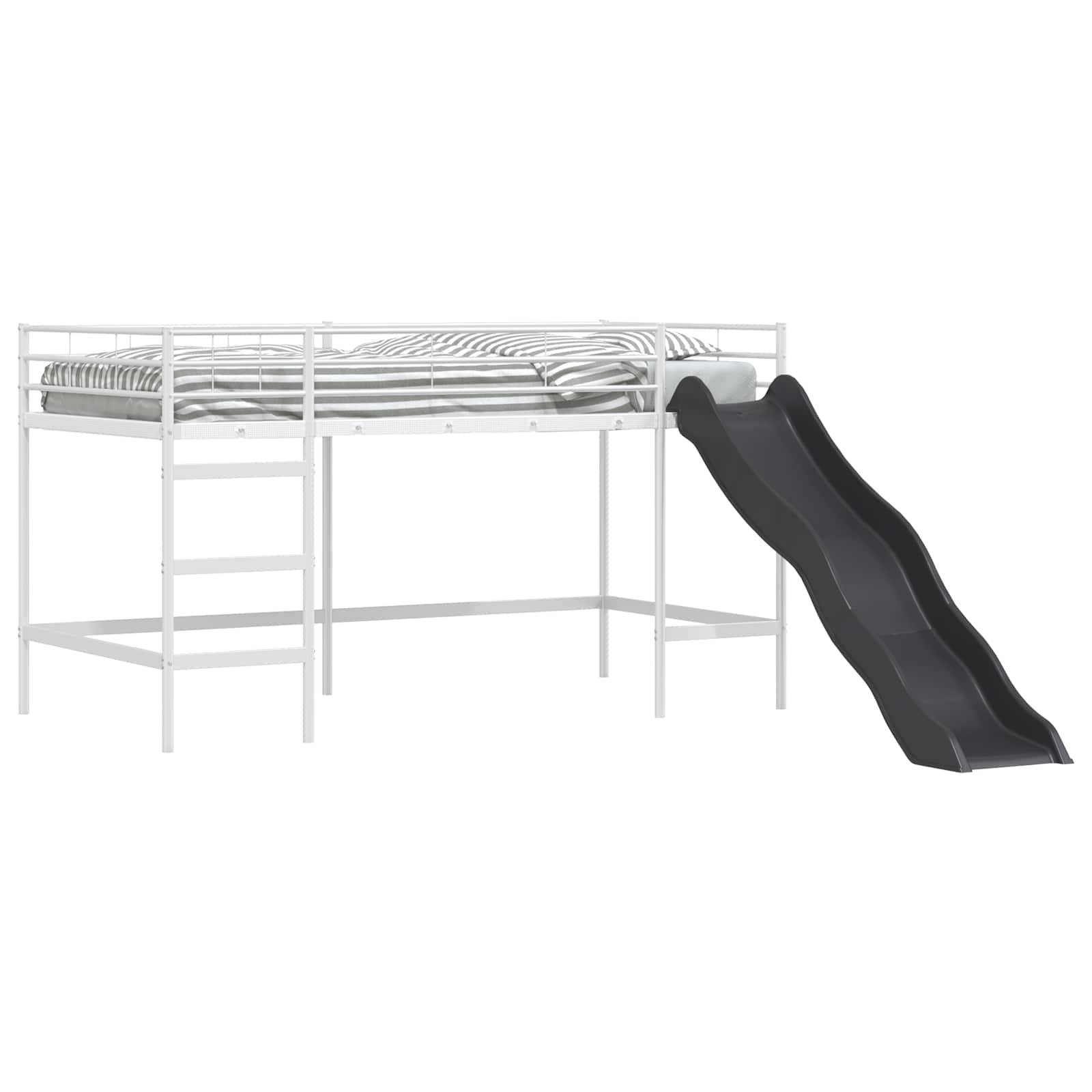 vidaXL Kinder-Loftbett mit Rutsche Uni Weiß und Anthrazit 80 x 200 cm