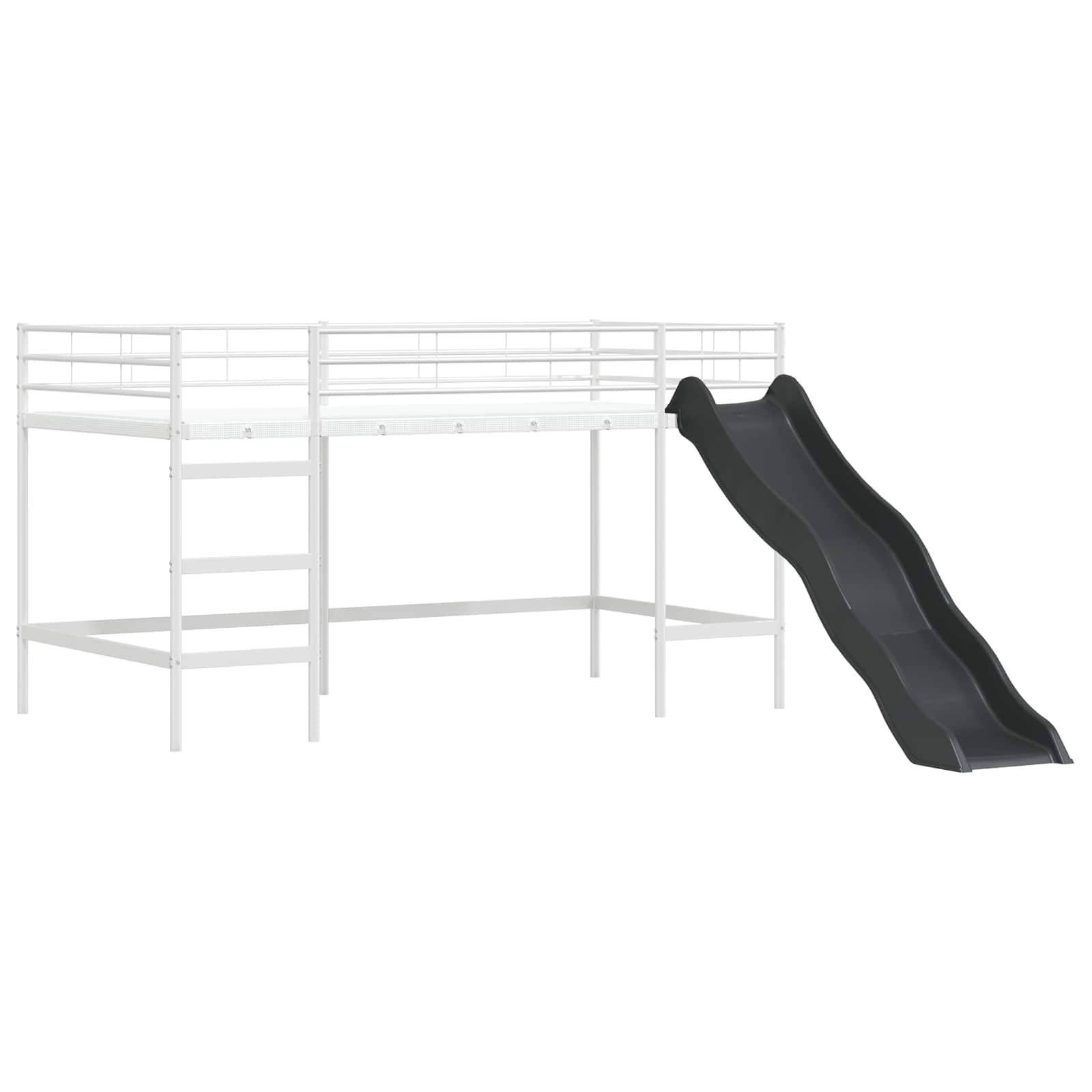 vidaXL Kinder-Loftbett mit Rutsche Uni Weiß und Anthrazit 80 x 200 cm