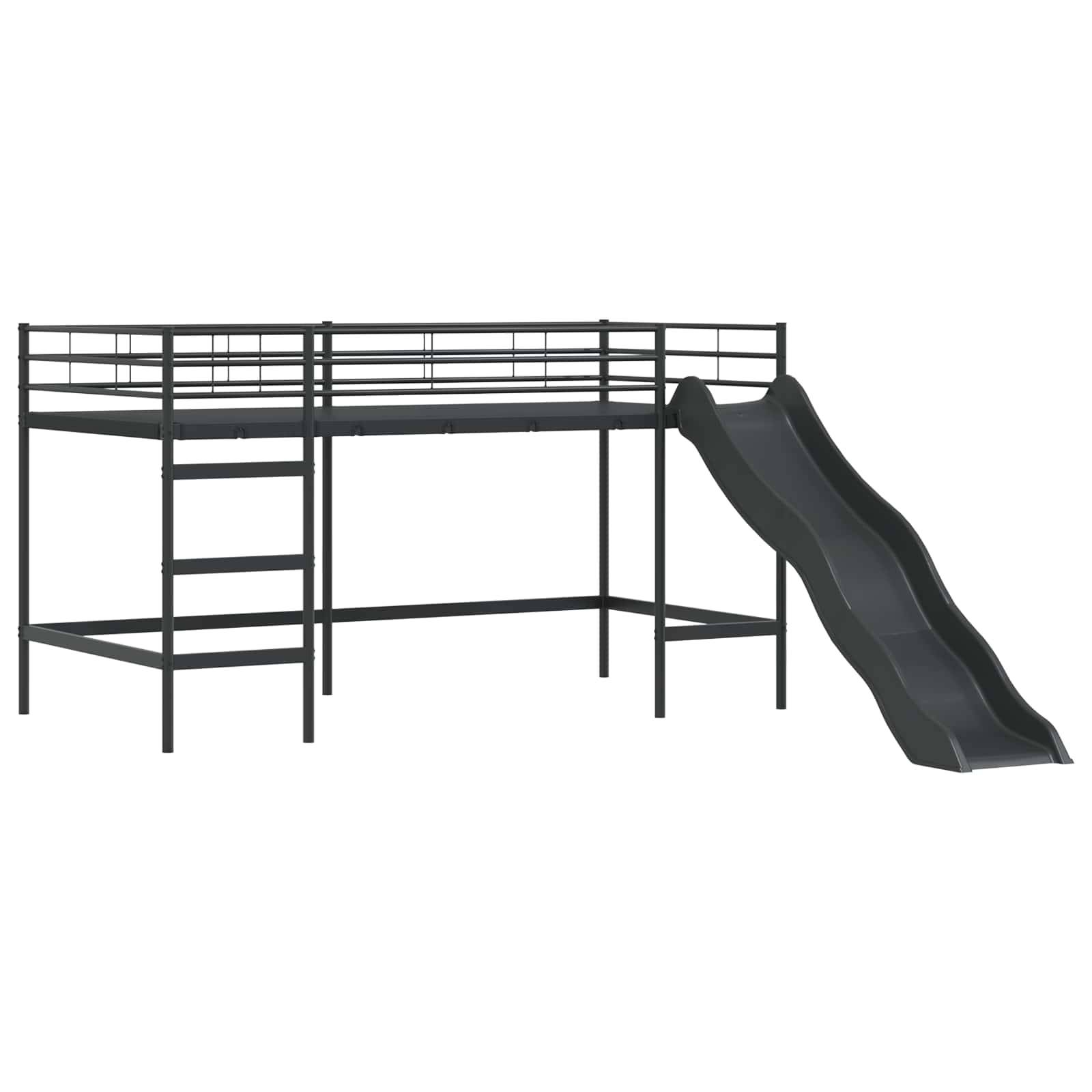 vidaXL Kinder-Loftbett mit Rutsche Schwarz und Anthrazit 90 x 200 cm