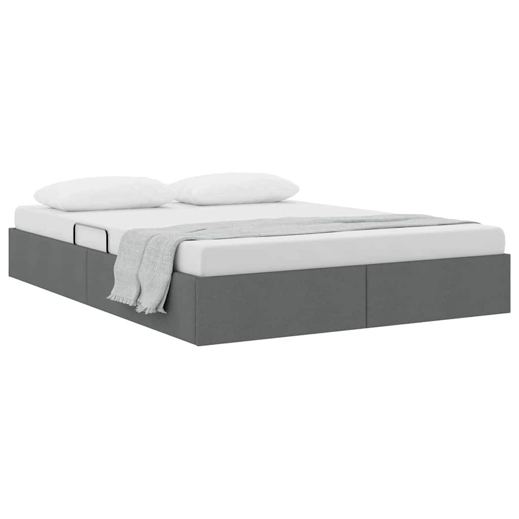 vidaXL Aufbewahrungsbett mit Speicher Dunkelgrau 153 x 203 cm Stoff