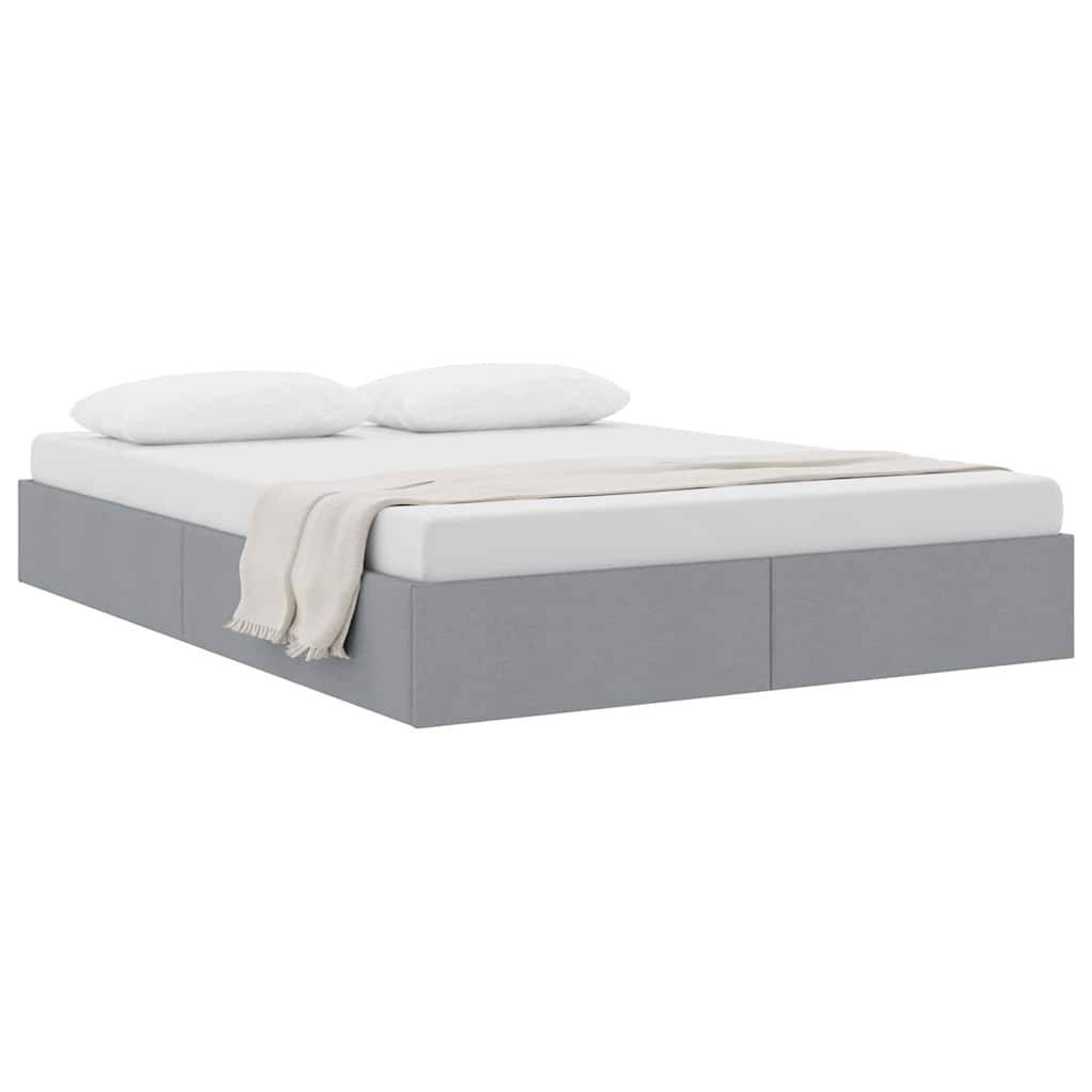 vidaXL Aufbewahrungsbett mit Kopfteil Hellgrau 135 x 190 cm Stoff