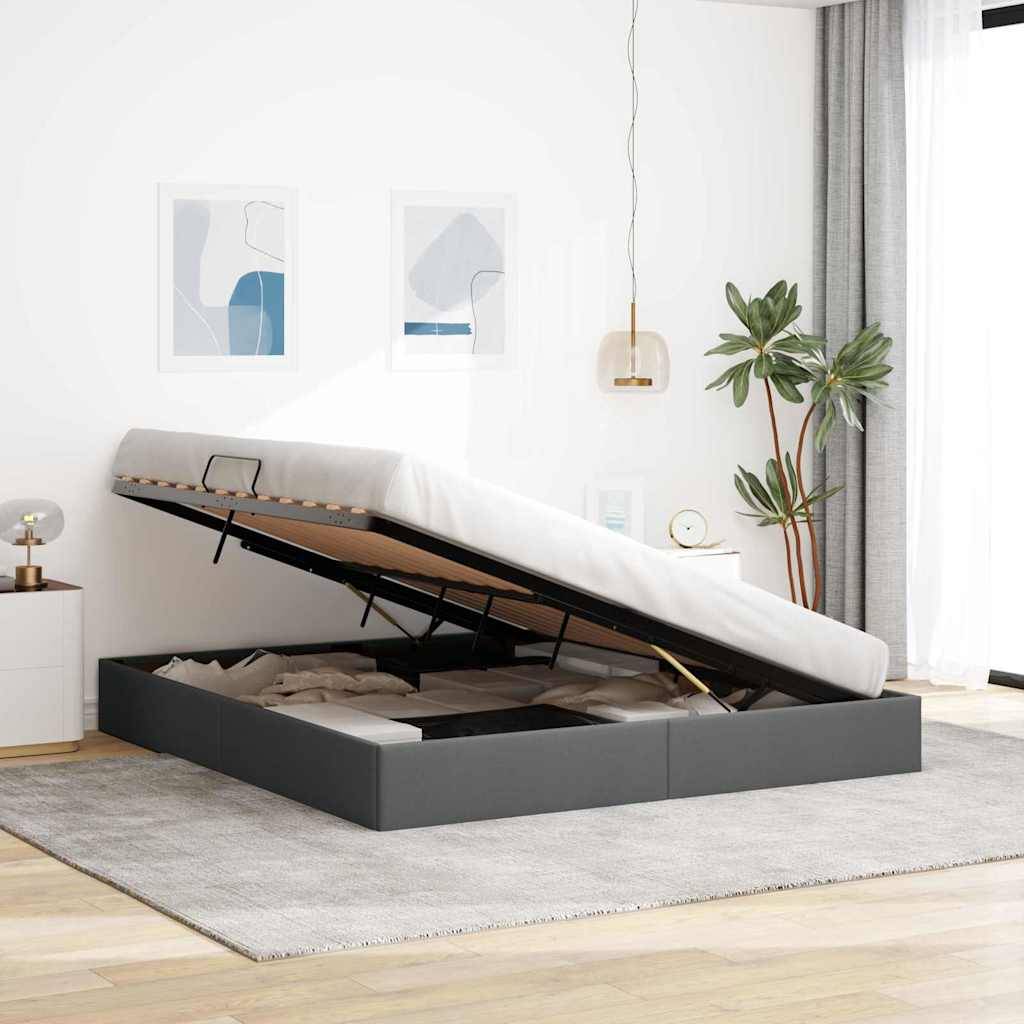 vidaXL Aufbewahrungsbett mit Speicher Dunkelgrau 180 x 200 cm Stoff