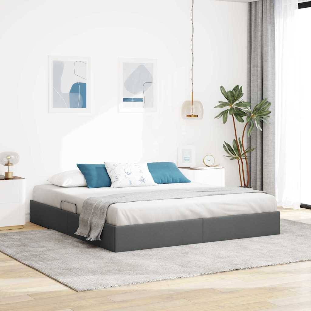 vidaXL Aufbewahrungsbett mit Speicher Dunkelgrau 180 x 200 cm Stoff