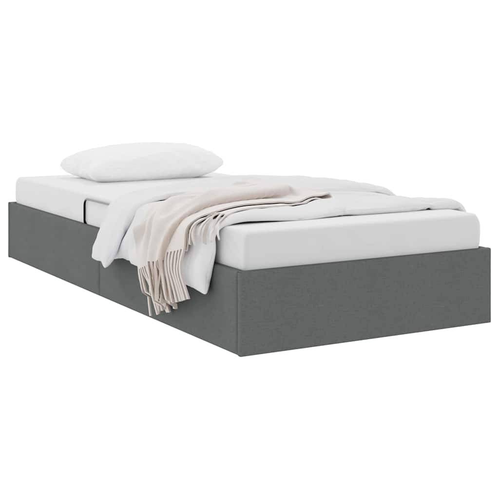 vidaXL Aufbewahrungsbett mit Speicher Dunkelgrau 90 x 190 cm Stoff