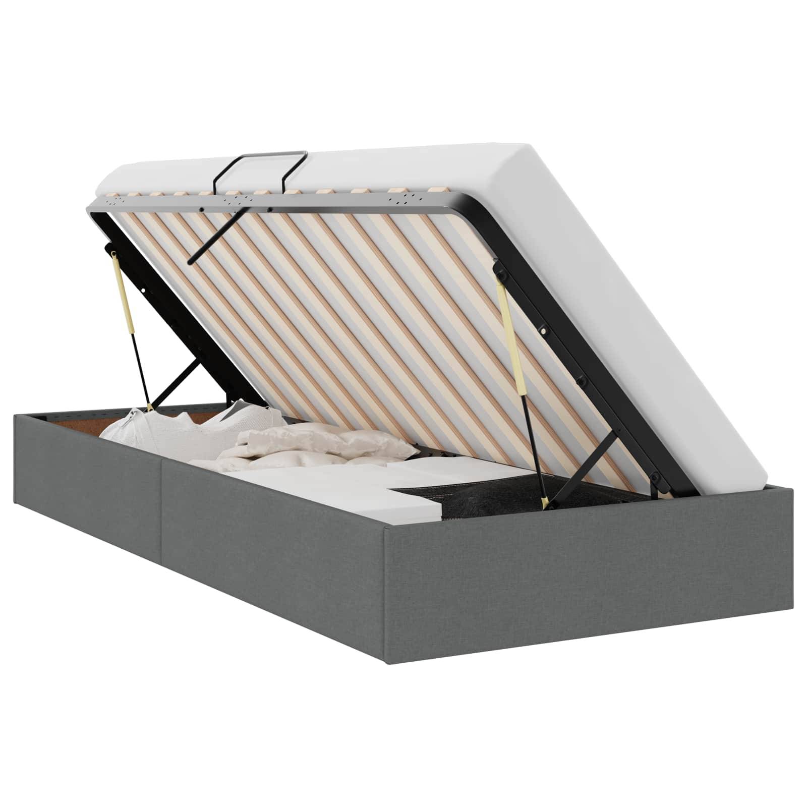 vidaXL Aufbewahrungsbett mit Speicher Dunkelgrau 90 x 190 cm Stoff