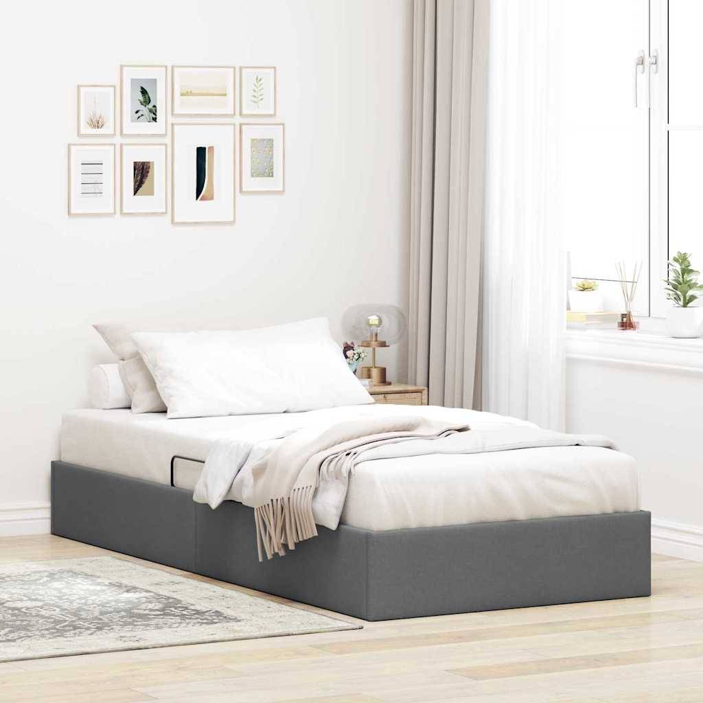 vidaXL Aufbewahrungsbett mit Speicher Dunkelgrau 90 x 190 cm Stoff