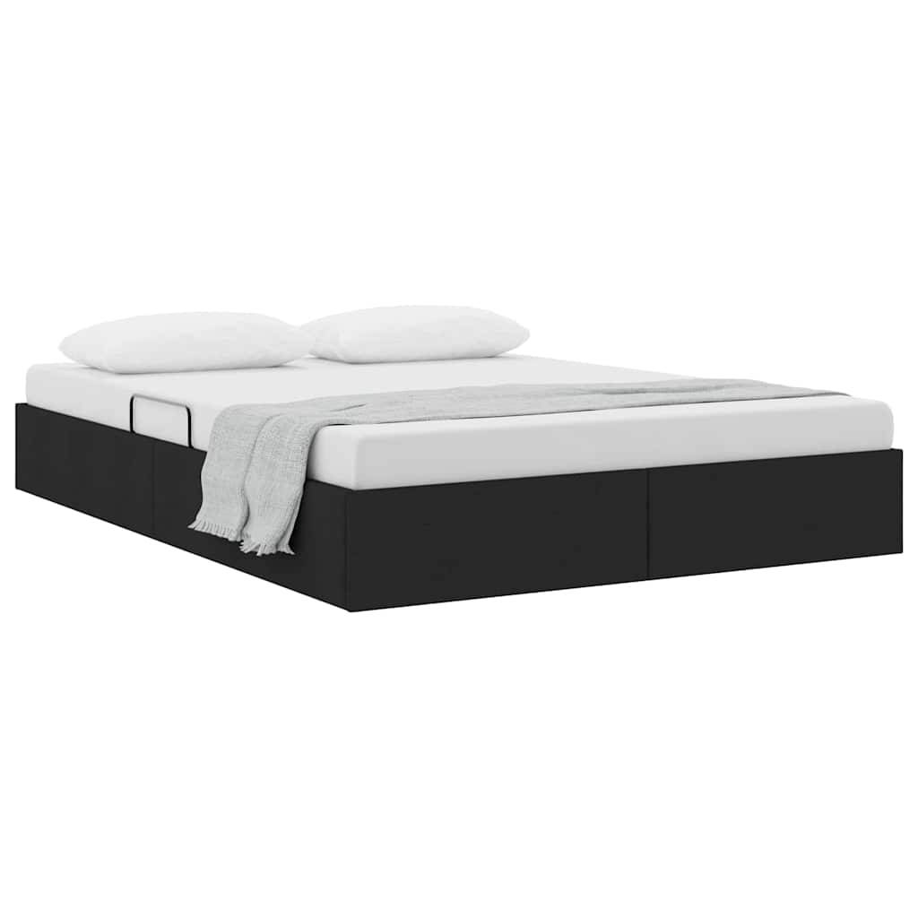 vidaXL Aufbewahrungsbett mit Kopfteil Schwarz 135 x 190 cm Stoff