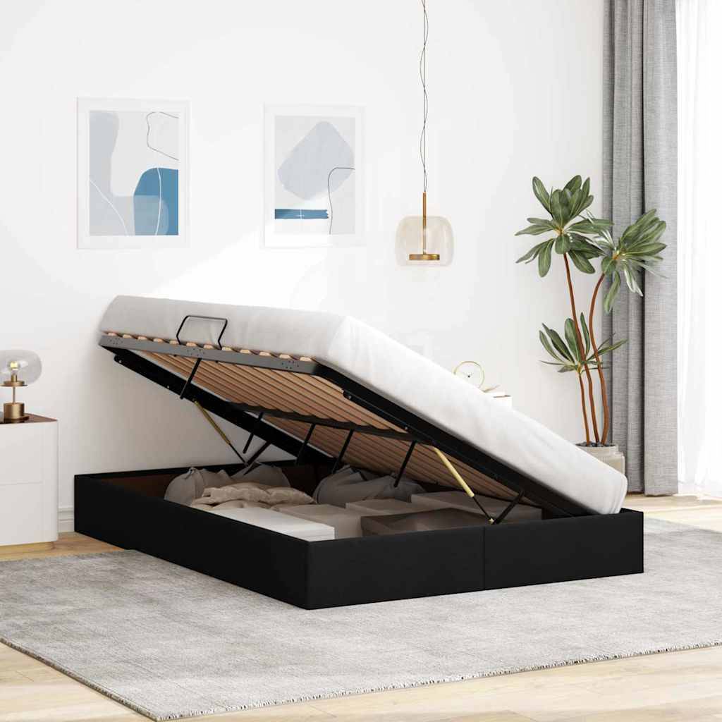 vidaXL Aufbewahrungsbett mit Kopfteil Schwarz 135 x 190 cm Stoff