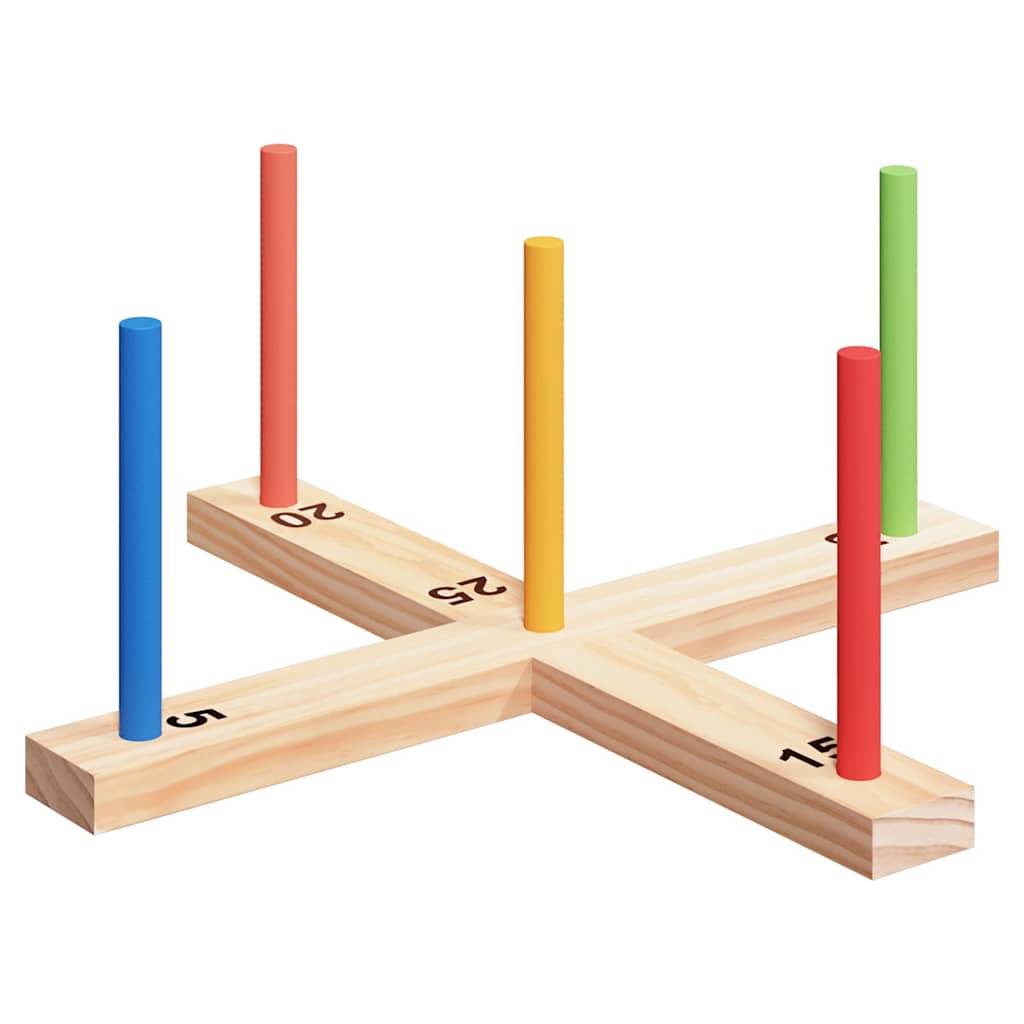 vidaXL Ringwurfspielset Mehrfarbig 41 x 41 x 16 cm Massivholz Kiefer