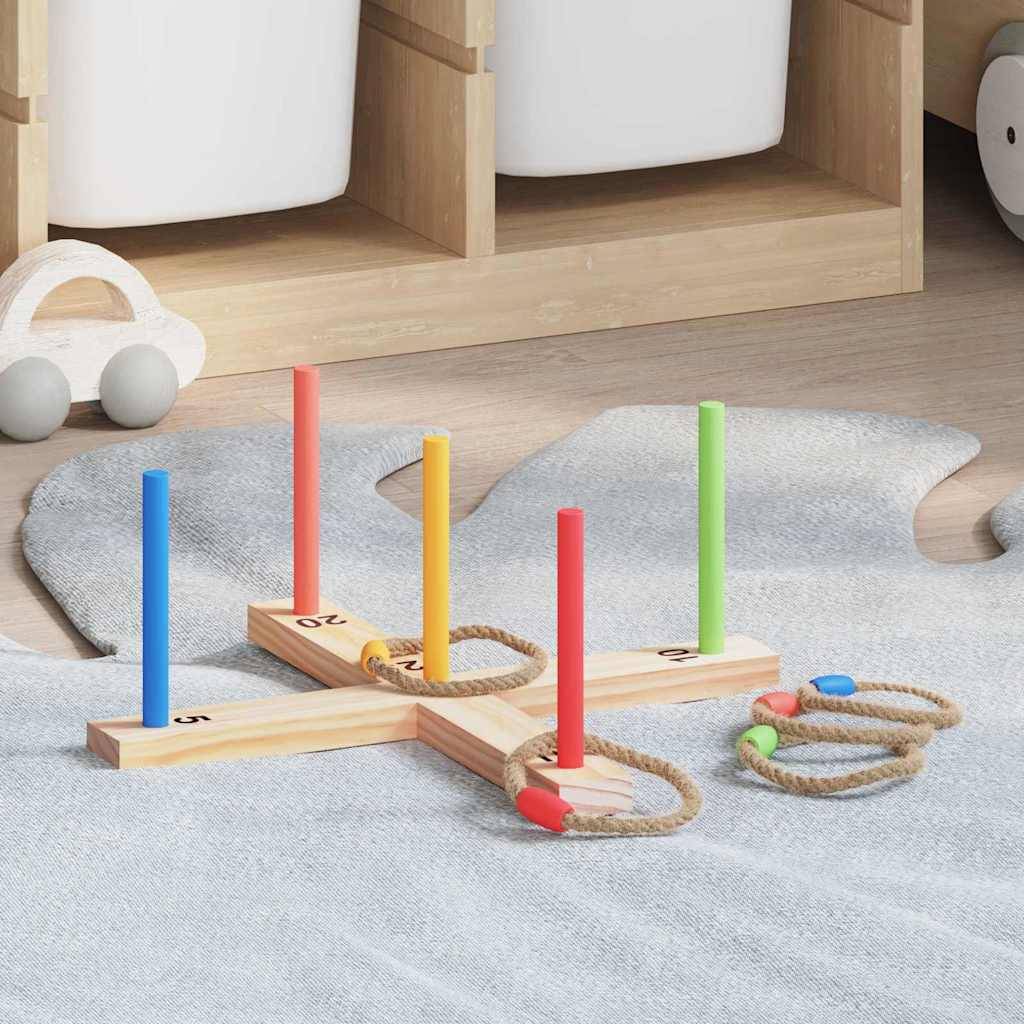 vidaXL Ringwurfspielset Mehrfarbig 41 x 41 x 16 cm Massivholz Kiefer