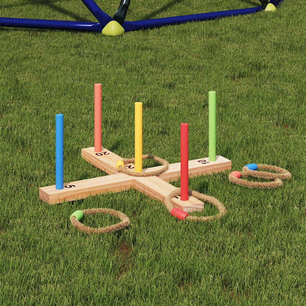 vidaXL Ringwurfspielset Mehrfarbig 41 x 41 x 16 cm Massivholz Kiefer