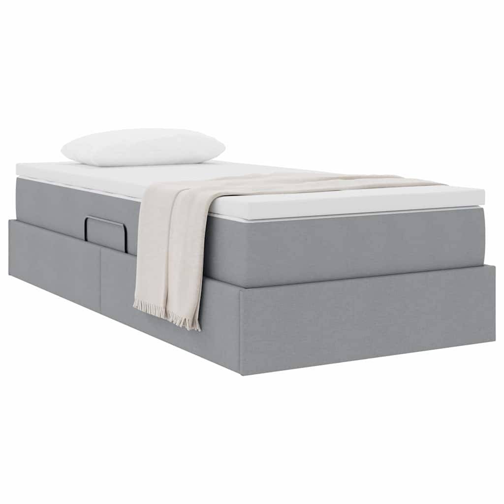 vidaXL Aufbewahrungsbett mit Matratze Hellgrau 100 x 200 cm Polyester