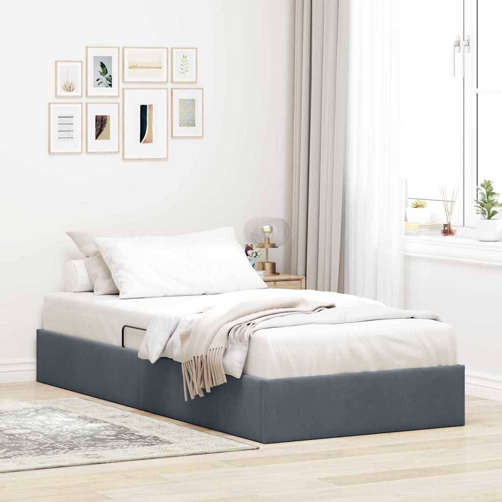 vidaXL Aufbewahrungsbett mit Speicher Dunkelgrau 100 x 203 cm Samt