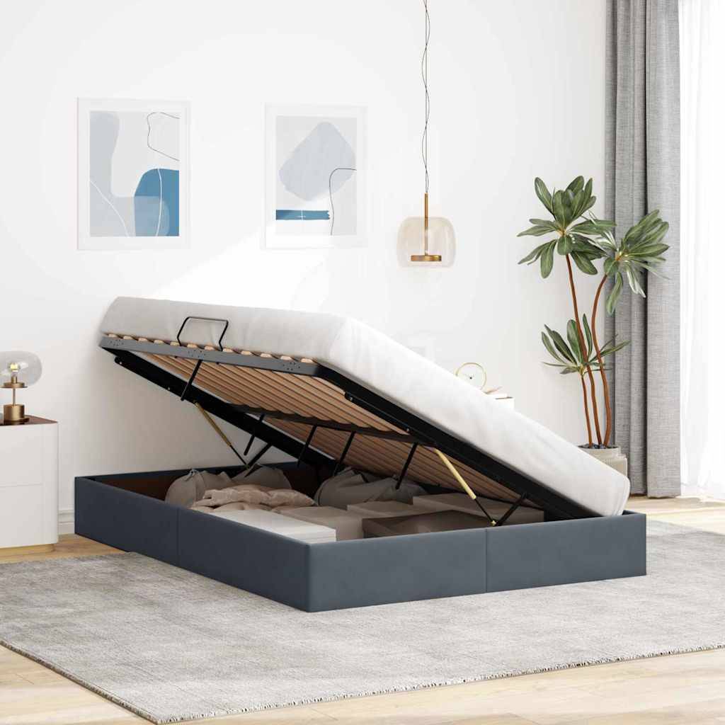 vidaXL Aufbewahrungsbett mit Speicher Dunkelgrau 135 x 190 cm Samt