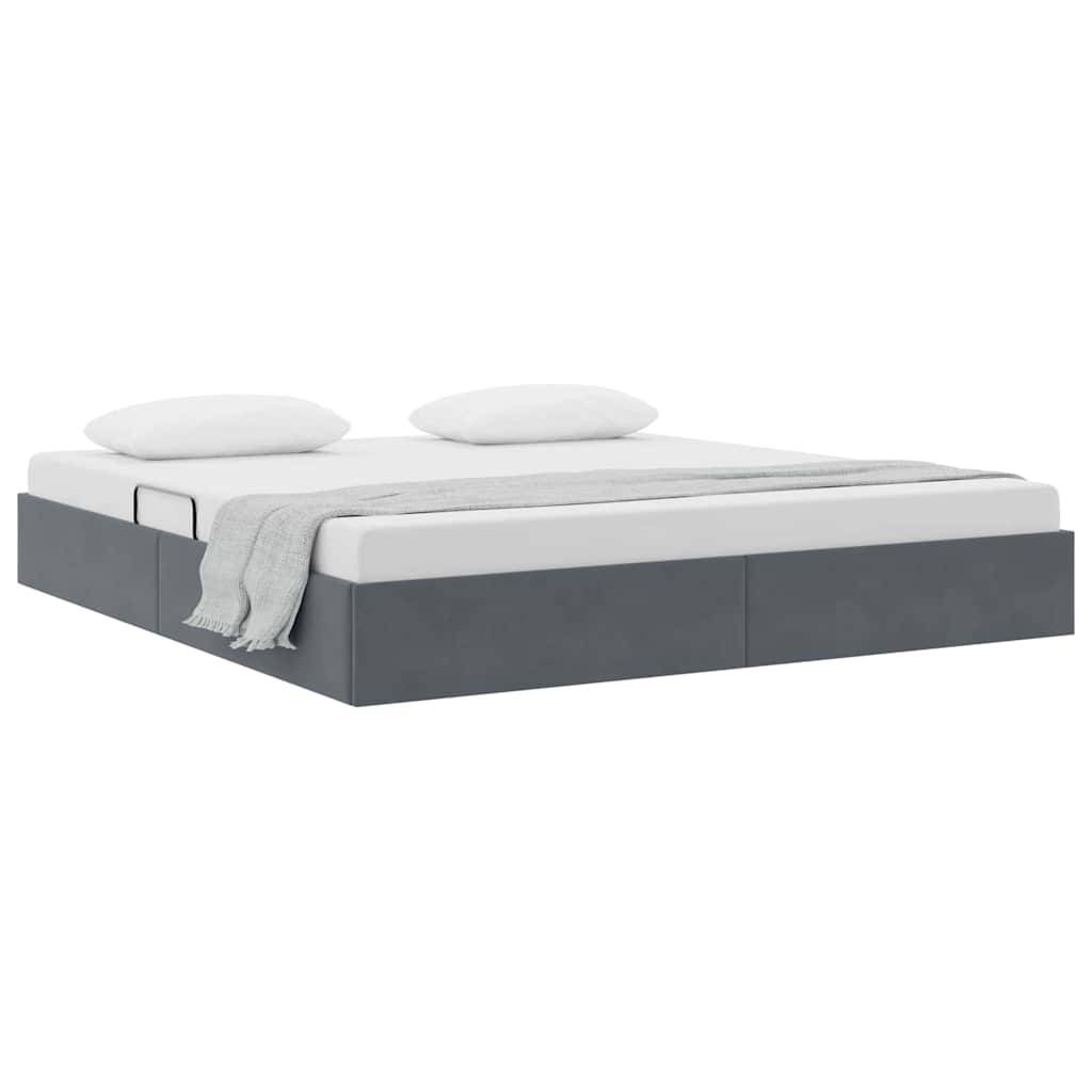 vidaXL Aufbewahrungsbett mit Speicher Dunkelgrau 193 x 203 cm Samt