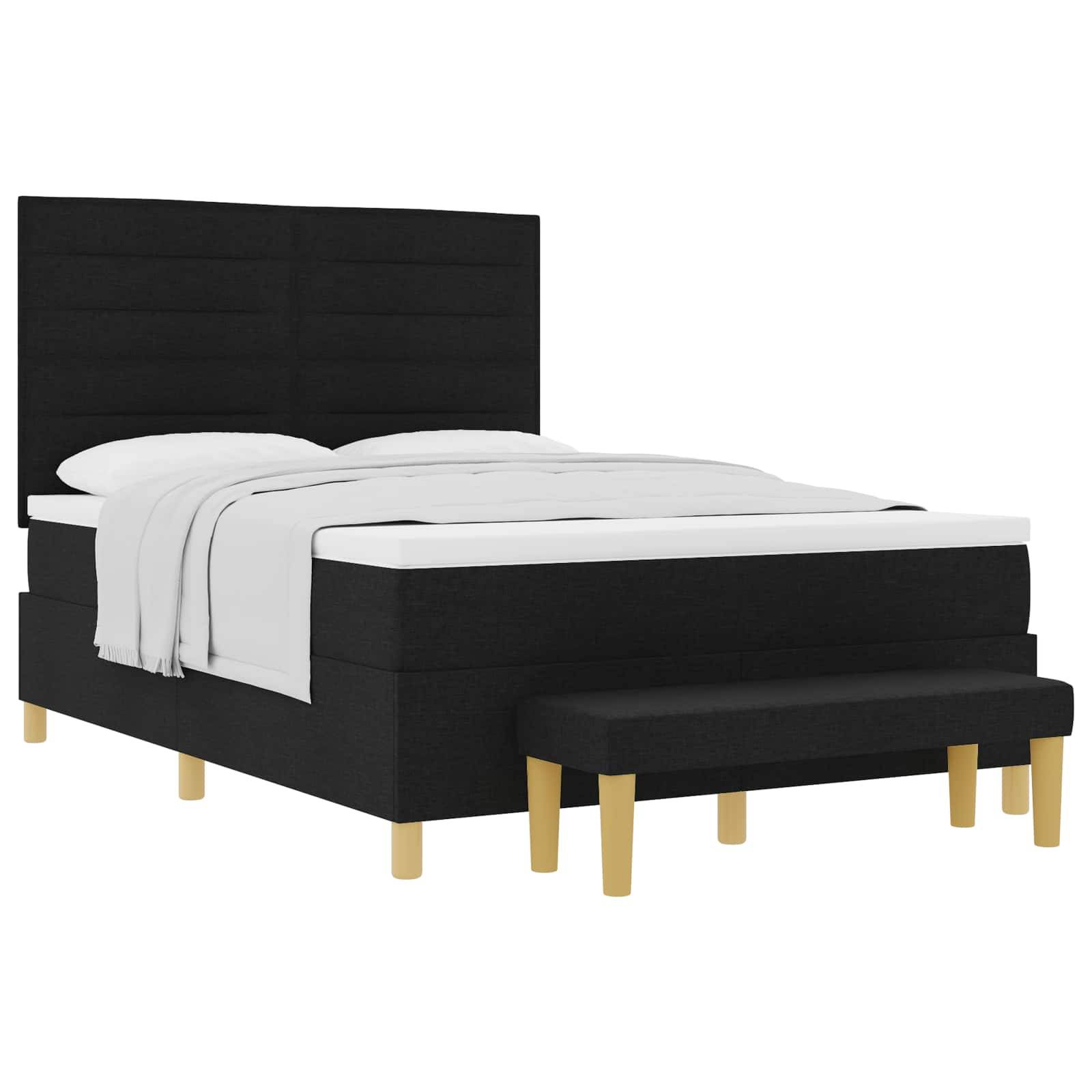 vidaXL Boxspringbett mit Kopfteil Schwarz 200 x 160 cm Stoff